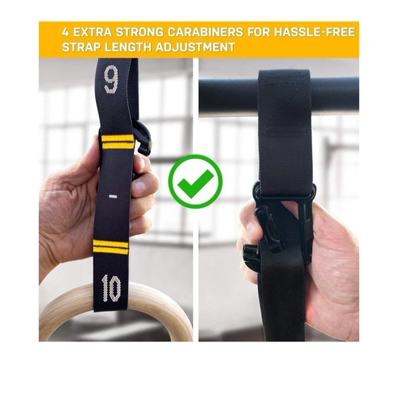 Double Circle Wood Gymnastics Rings - Quick Adjust Straps -Full Body Workout NEW - Picture 4 of 5